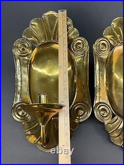 Pair Mottahedeh Large Brass 18 1/2 Candle Wall Sconces