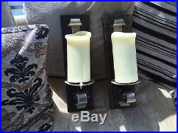 Pair Of 18 Rustic Solid Wood Handmade Industrial Wall Sconce Candle Holder