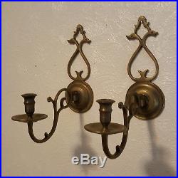 Pair Of 2 Williamsburg Restoration CW16-3 VMC Brass Wall Sconce Candle Holders