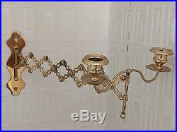 Pair Of Antique Brass Wall Or Piano Candle Holder Sconces