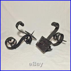 Pair Of Antique Iron Wall Sconces Candle Holders Fixtures Architectural