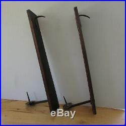 Pair Of Antique Wooden & Cast Iron Japanese Wall Candle Holders Mum HandMade