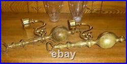 Pair Of Baldwin Brass Wall Sconces with Glass Hurricane Shades