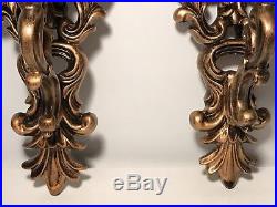 Pair Of Brass Style Cherub Wall Sconces Candle Stick Holder Torchere Sconce