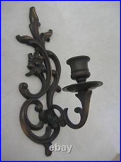 Pair Of Brass Wall Hanging Candle Holders Lacquered (Made In India)