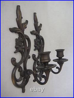 Pair Of Brass Wall Hanging Candle Holders Lacquered (Made In India)