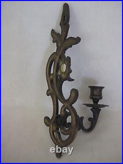 Pair Of Brass Wall Hanging Candle Holders Lacquered (Made In India)