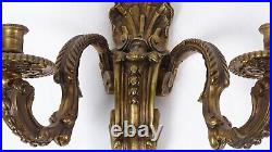 Pair Of Bronze Rococo Style Made In France Candle Holders Wall Sconce