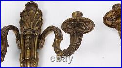 Pair Of Bronze Rococo Style Made In France Candle Holders Wall Sconce