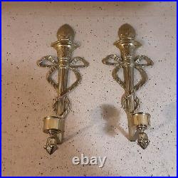 Pair Of Ornate Decorative Crafts Inc Wall Sconces With Lacquered Brass