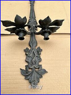 Pair Of Ornate Decorative Crafts Inc Wall Sconces With Polished Brass Gothic