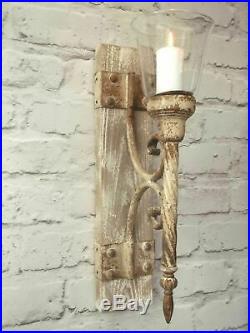 Pair Of Rustic Wall Sconce Candle Holders Lantern Pillar Candles, Home Garden