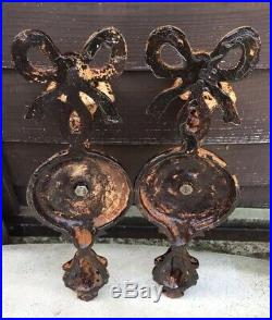Pair Of Victorian Elaborate Cast Iron, Wall Mounted Candle Holders