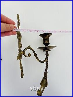 Pair Of Vintage Brass Sconces Tassels French ornate Hanging Candle Holder