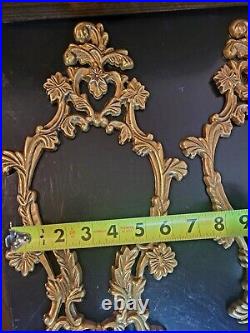 Pair Of Vintage GatCo Solid Brass Made In India Mcm Floral Ornate Large Wall