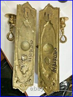 Pair Of Vintage Solid Brass Cherub Wall Sconce Candle Holders, Free Shipping