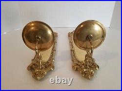 Pair Of Vintage Tell City Chair Company Polished Brass Candle Wall Sconces
