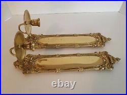 Pair Of Vintage Tell City Chair Company Polished Brass Candle Wall Sconces