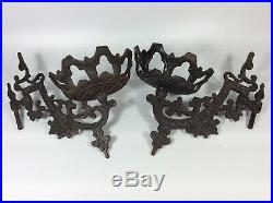 Pair Of Vintage Victorian Cast Iron Oil Lamp Candle Holder Wall Sconces