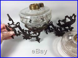 Pair Of Vintage Victorian Cast Iron Oil Lamp Candle Holder Wall Sconces