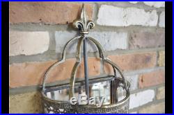 Pair Of Wall Mounted Candle Holder Lantern Reproduction Vintage Style Sliver