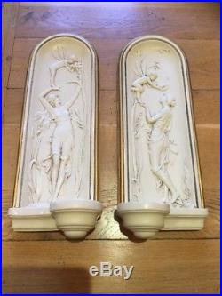 Pair Of Wall Sconce Candle Holders Sculptured After French Turn Of Century Style