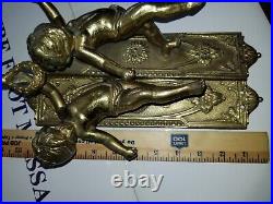 Pair -Set of 2- ANGEL CHERUB Solid Brass Antique Wall Sconces Candle Holders