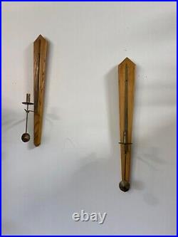 Pair Skultuna Pierre Forsell Swedish Pendulum Brass Single Candlestick Sconces
