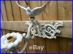 Pair VINTAGE Cast Iron BIRD Dove SCONCES Wall Candle Holders FRENCH COUNTRY