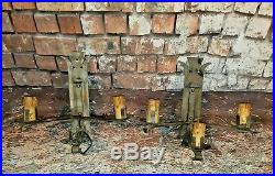 Pair Vintage Antique Wrought Iron Gothic Wall Light 3 Arm Sconce Candle Holder