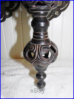 Pair Vintage Cast Iron Pillar Candle Wall Sconces 14 Spanish Mediterranean EUC