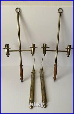 Pair Vintage Ceremonial Double Candle Holder Wall Sconce