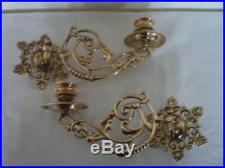 Pair Vintage Decorative Brass Candlestick Wall Candle Holder Wall Sconce Piano