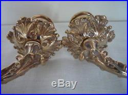 Pair Vintage Decorative Large Brass Candlestick Holders Wall Sconce Candle