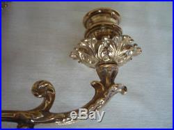 Pair Vintage Decorative Large Brass Candlestick Holders Wall Sconce Candle b