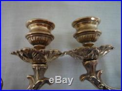 Pair Vintage Decorative Large Brass Candlestick Holders Wall Sconce Candle b