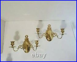 Pair Vtg Baldwin 2 Arm Brass Wall Sconce AND Matching 4 Arm 4 Candle Candelabra