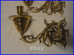 Pair Wall Candle Holder Brass Antique German #UEBN