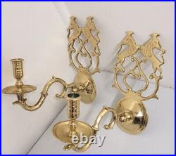 Pair Williamsburg Chowning's Tavern Lion Sconces Virginia Metalcrafters Brass
