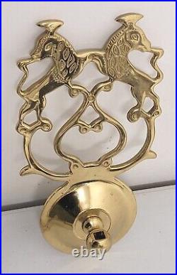 Pair Williamsburg Chowning's Tavern Lion Sconces Virginia Metalcrafters Brass