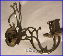 Pair Williamsburg Restoration Solid Brass Wall Sconce Candle Holders CW16-3 VMC