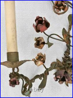Pair of 1920s floral tole wall sconces 17