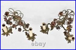 Pair of 1920s floral tole wall sconces 17