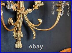 Pair of 19th Century English Regency Style Ebonized Giltwood Wall Candleholders