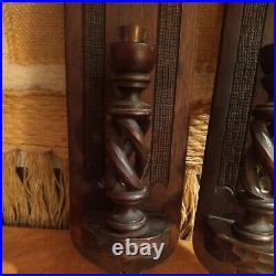 Pair of 2 Vtg Hand Carved Wood Wall Sconces, Candle Holders