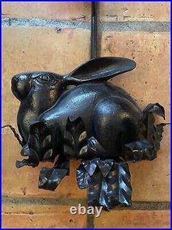 Pair of Antique Petite Choses Cast or Wrought Iron Rabbit Wall Candle Holders