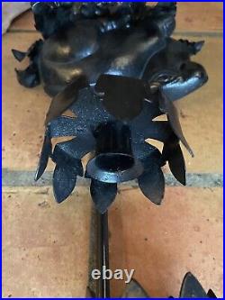 Pair of Antique Petite Choses Cast or Wrought Iron Rabbit Wall Candle Holders