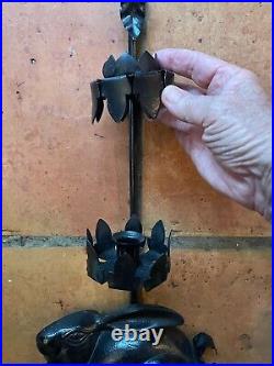 Pair of Antique Petite Choses Cast or Wrought Iron Rabbit Wall Candle Holders