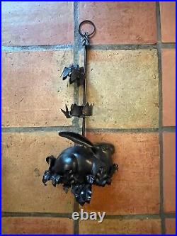 Pair of Antique Petite Choses Cast or Wrought Iron Rabbit Wall Candle Holders