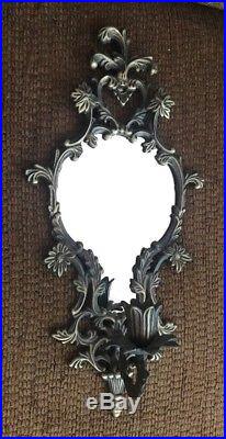 Pair of Antique Victorian Ornate Wall Mirror Sconces Candle Holders VTG